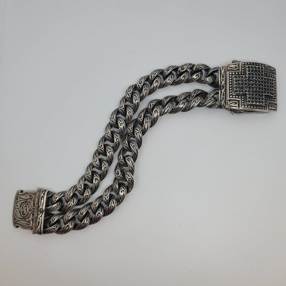 RARE/HTF "Unkaged" Faith Collection Sterling & Black Sapphire Cross Bracelet - Picture 3 of 5